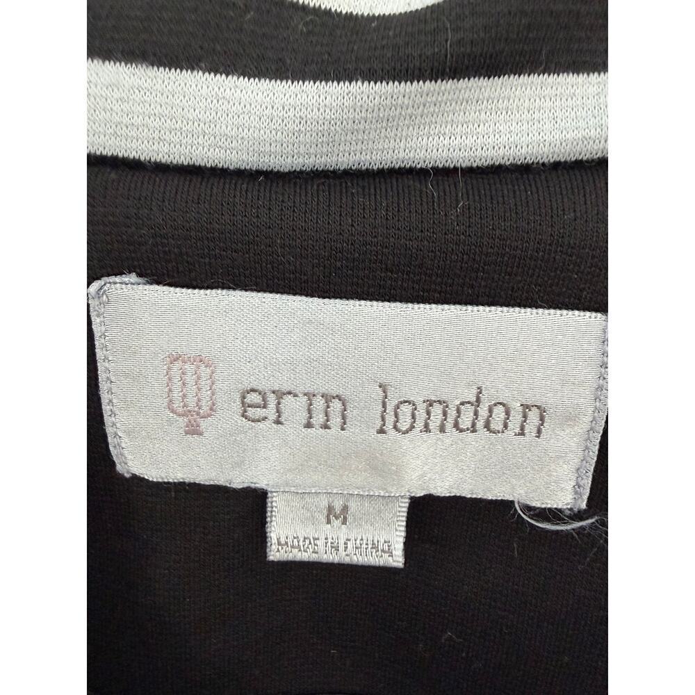 Erin London Black White Striped Moto Zip Jacket Medium - Picture 4 of 6
